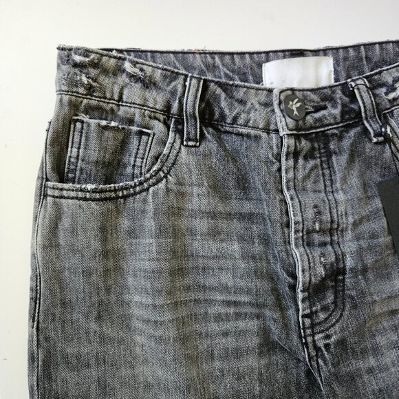 NWT ONE TEASPOON Truckers Mid Rise Straight Leg Women's 26 Opium Grey Distressed - Picture 10 of 15